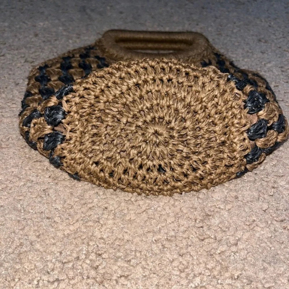 Fe Noel‎ x Target Woven Straw Handbag Crochet Checkered Brown Black OS